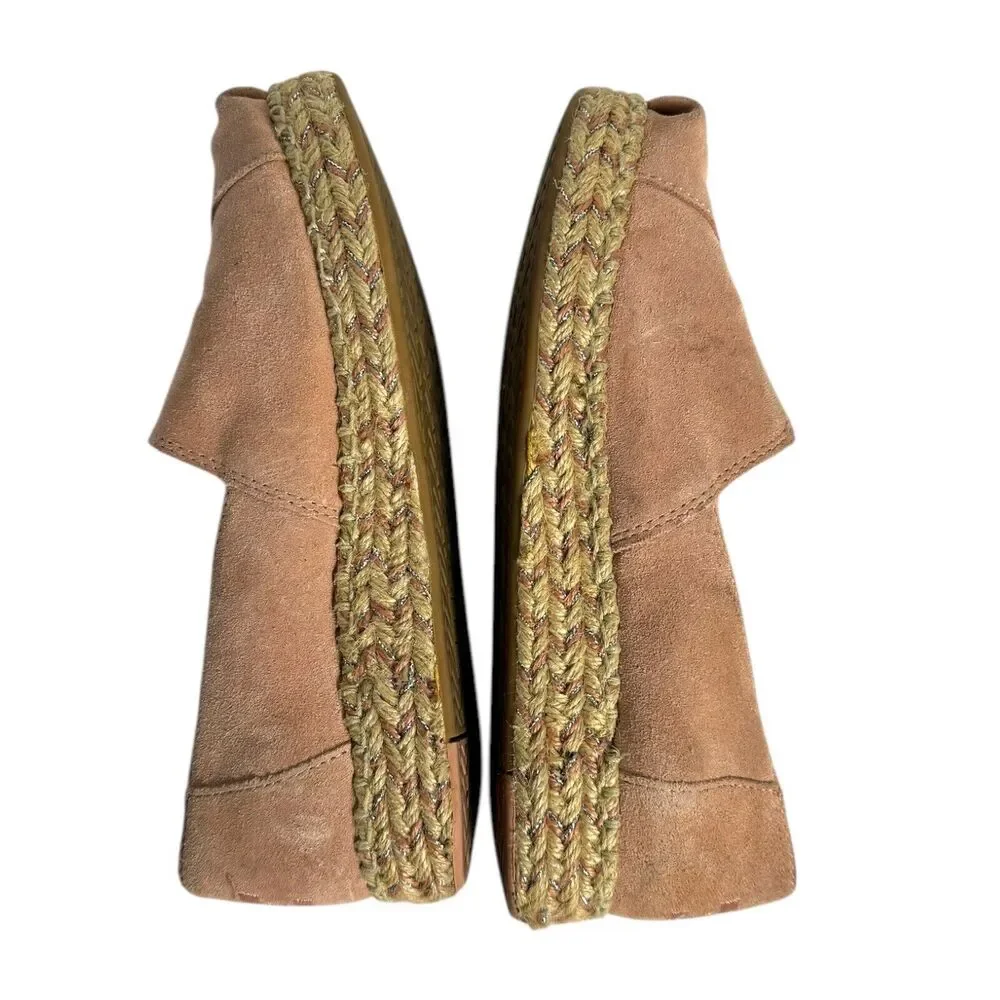 Toms Womans Shoes Pink Suede Rope Boho Loafer Slide Comfort Barbie Size‎ 6 SU